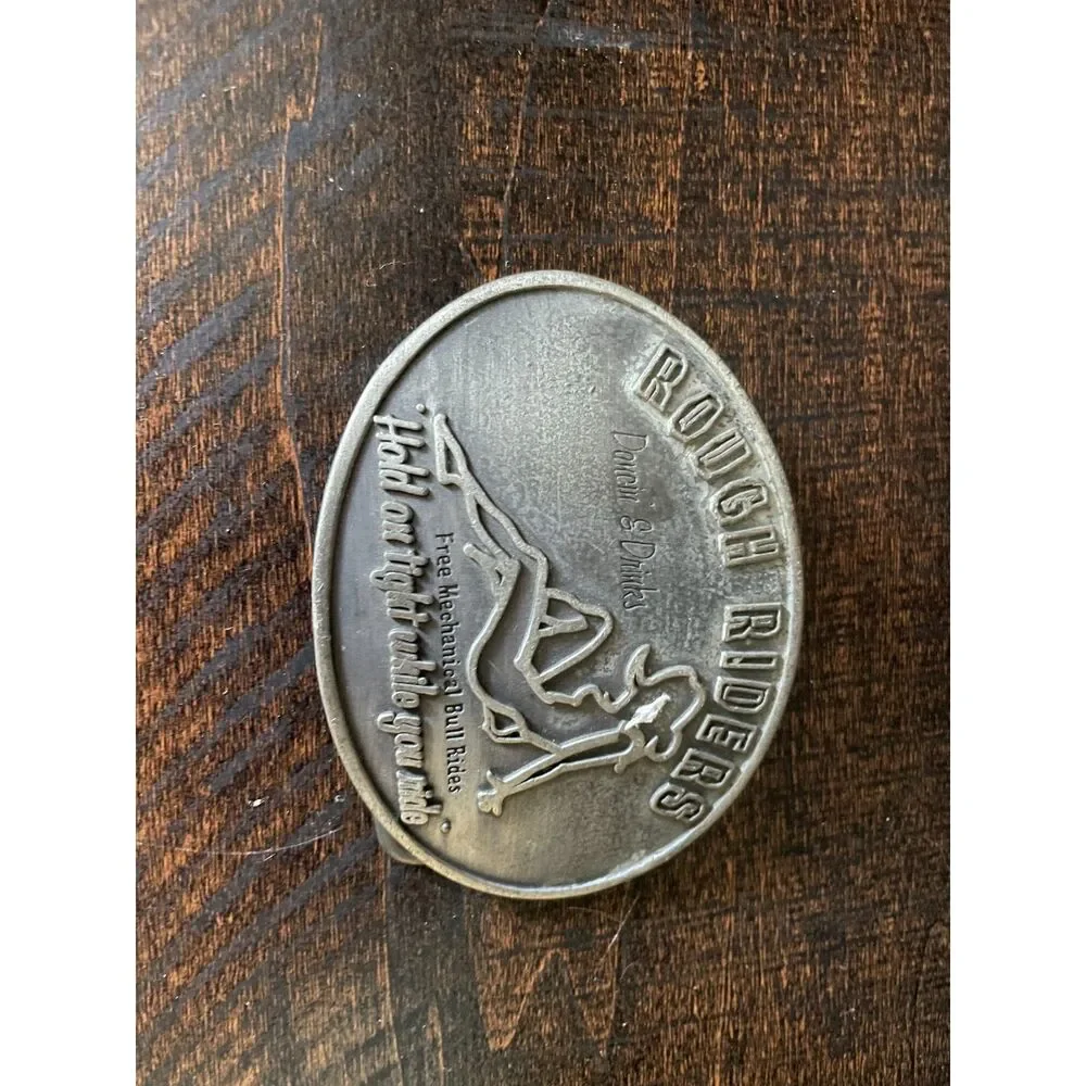 Vintage Rough Riders Western Belt Buckle Mechanical Bull Ride Cowboy